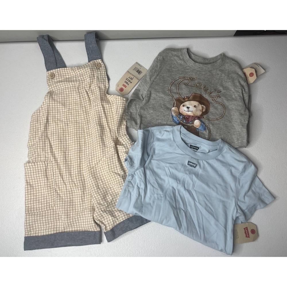 Levi's Toddler Boy Clothing Lot Cowboy Bear Tshirt Shortalls Sz 4t